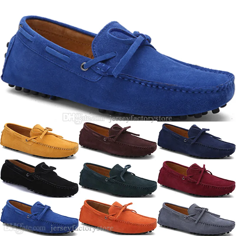 2057 New Fashion mens Scarpe casual in pelle Stile britannico primavera Coppia Genuine Peas Scrub uomo Drive Lazy man soprascarpe outdoor comodo traspirante nero giallo