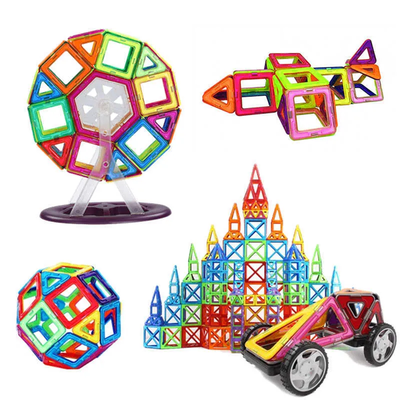 Magnetyczny model Building Block 90-182PCS / zestaw Duży rozmiar Brick Designer Zabawki 16 Różne zestawy dla dzieci Prezent Urodzinowy Q0723