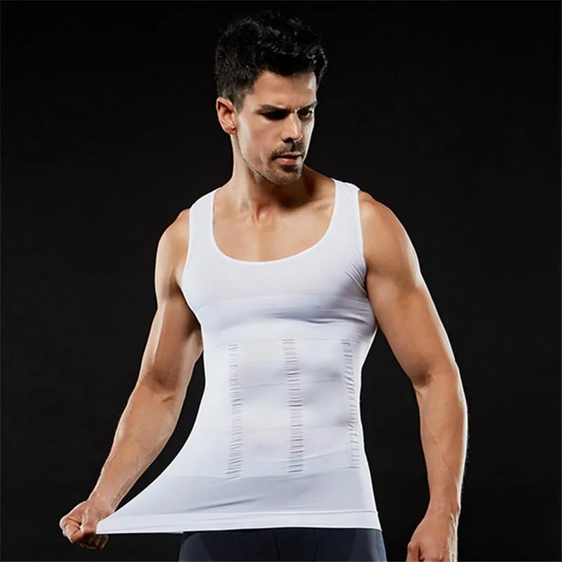 Erkek Vücut Şekillendirme Erkek Zayıflama Şekillendirme Tshirt İnce Şekillendirici Beyaz Yelek Bel Trainerst-Shirt Karın Giyotin Shapewear Hombre Tank Top