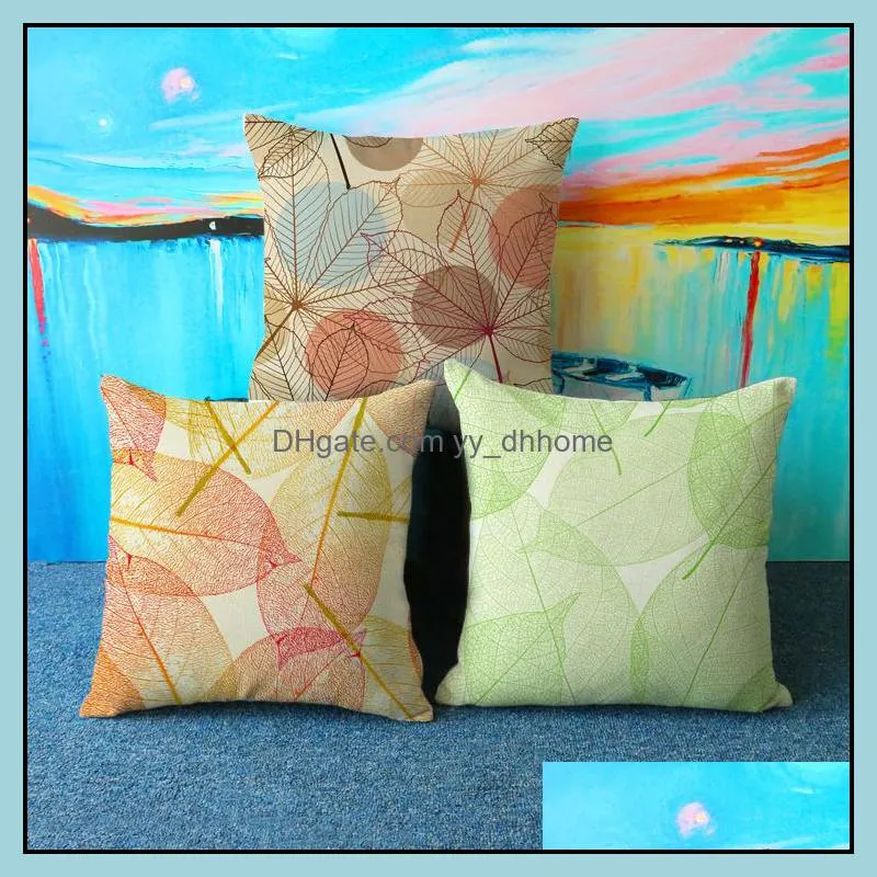 Autumn Leaf Design Pillow Towel 45*45 cm Pillowcase Chair Seat Throws Pillow Covers Home Car Decorative