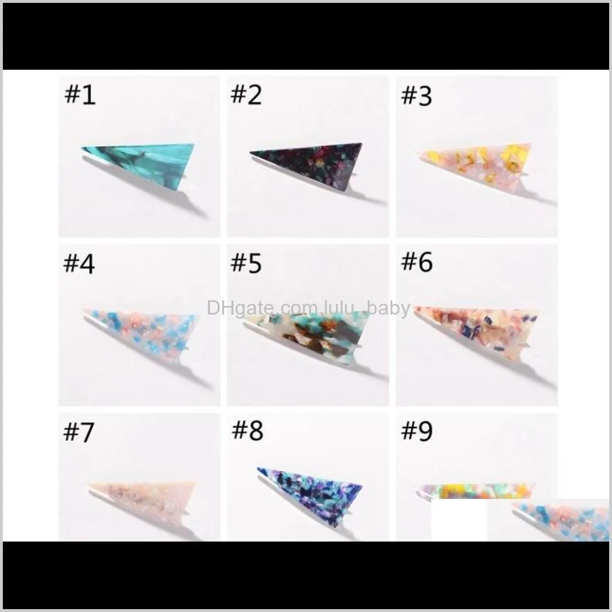 acrylic hair clip bb barrette girls boutique geometric shape marble pattern hairpin lady designer marble hair clips headdress