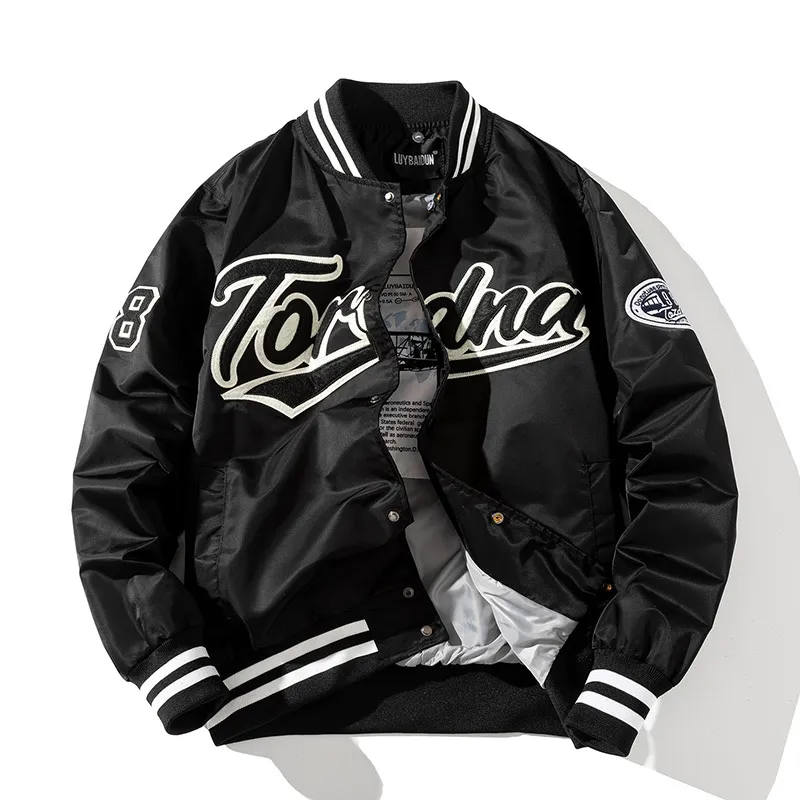 Hip Hop Baseball Kurtka Mężczyźni Kobiety Haft List Streetwear Moda Vintage Wiatrówka Pary Wiosna Jesień