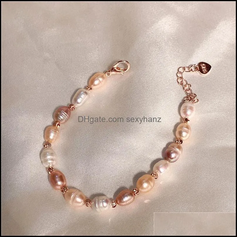 S2210 Fashion Jewelry Strands Bracelet Vintage Baroque Gentle Natural Pearls Beaded Bracelets