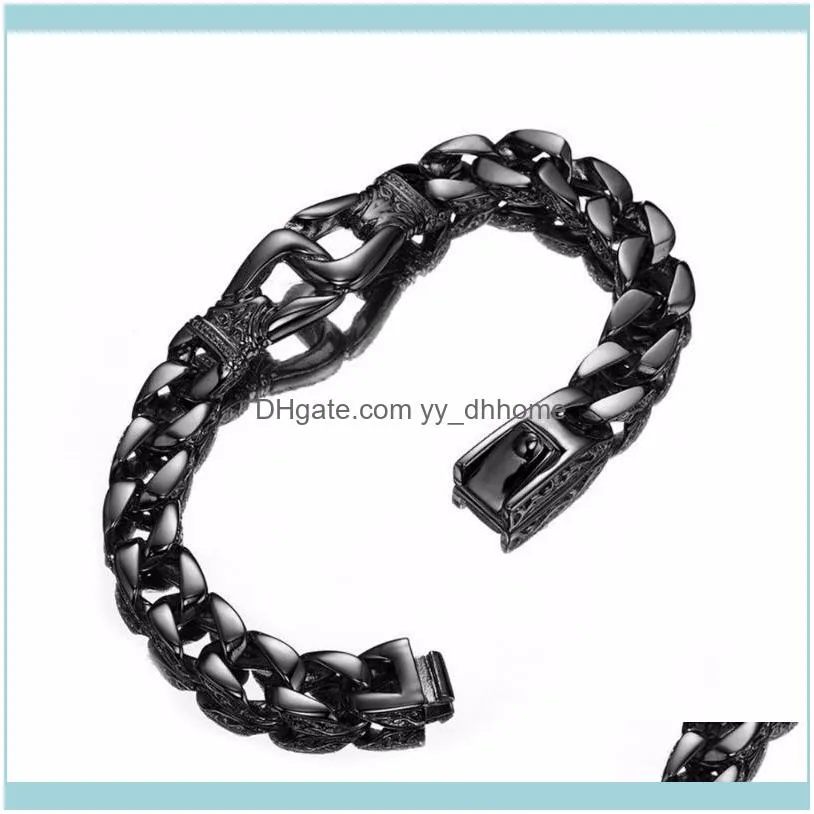 Link, Chain 316L Stainless Steel Bracelet Silver Color Gold Black Curb Cuban Link Men Bracelets For Women Jewelry Gift