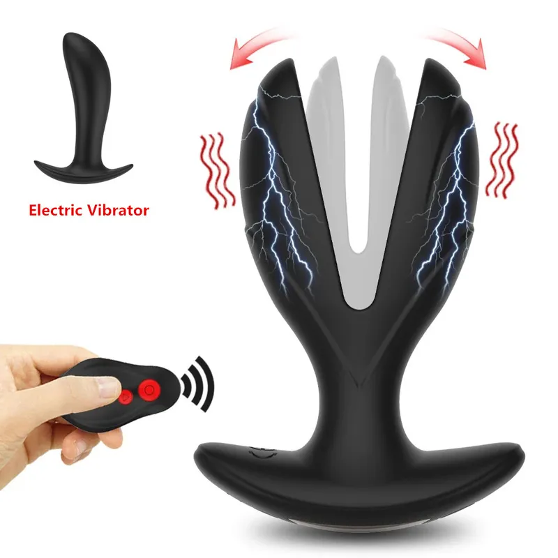 Elétrico Choque Anal Brinquedo Para Homens Mulheres Prostate Massager Vibrating Butt Plug Sem Fio Remoto Remoto Anal Plug Dildo Vibrador Brinquedos sexuais 220304