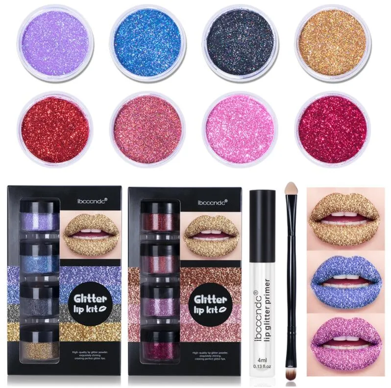 Stay Golden Cosmetics Glitter Lip Kit Gloss Lipstick Metallic Glitter Lipstick Lunga durata Cruelty Free Lunga durata Impermeabile 4 colori polvere glitterata per labbra Art