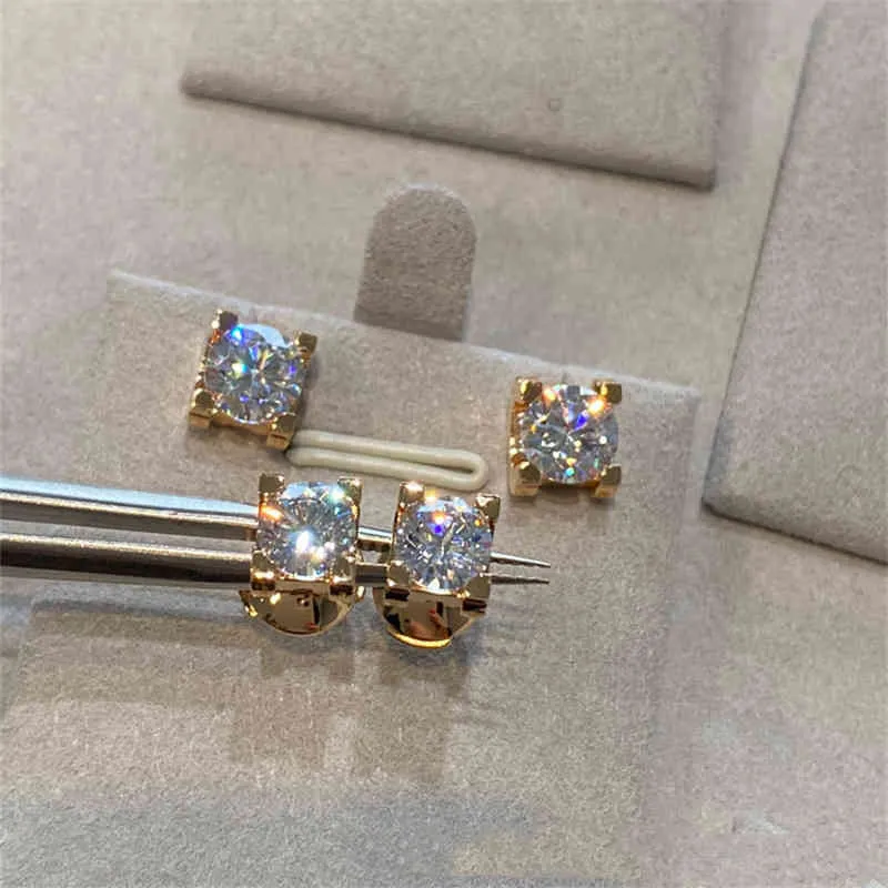 18K Rose Gold Plated Total 2 ct Diamond Test Past D Color Moissanite Cow Head Silver 925 Original Gemstone Earrings