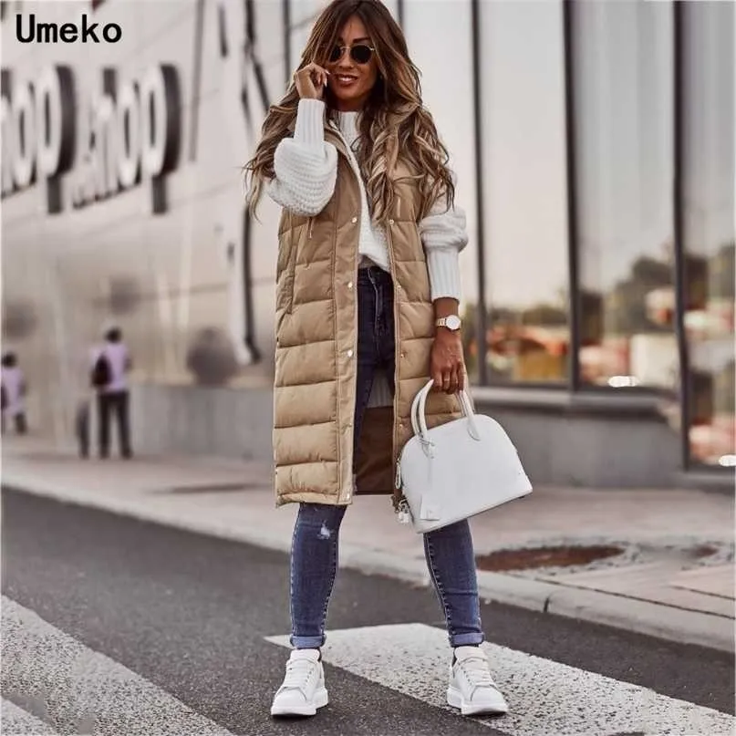 Warm Casual Lady Brief Winter Women Long Vests Fashion Hooded Sleeveless Outwear Vest Blouse Shirts Coat Femme Sweatshirt 211102