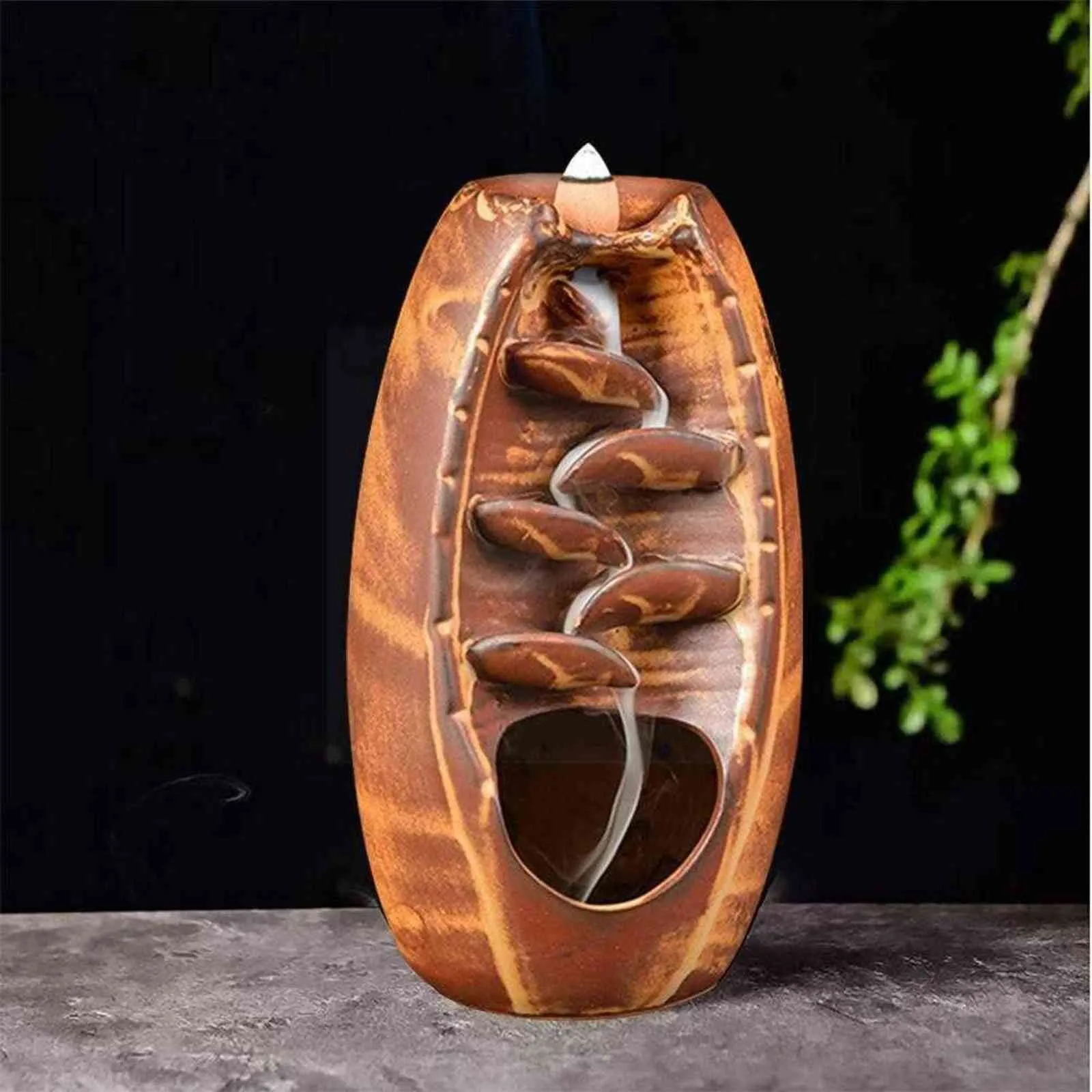 Bruciatore di incenso a riflusso Bastoncino di incenso in ceramica Maitreya Buddha Titolare retrò Stile regalo Bruciatore di incenso Decorazioni per la casa S3U7 Y1123