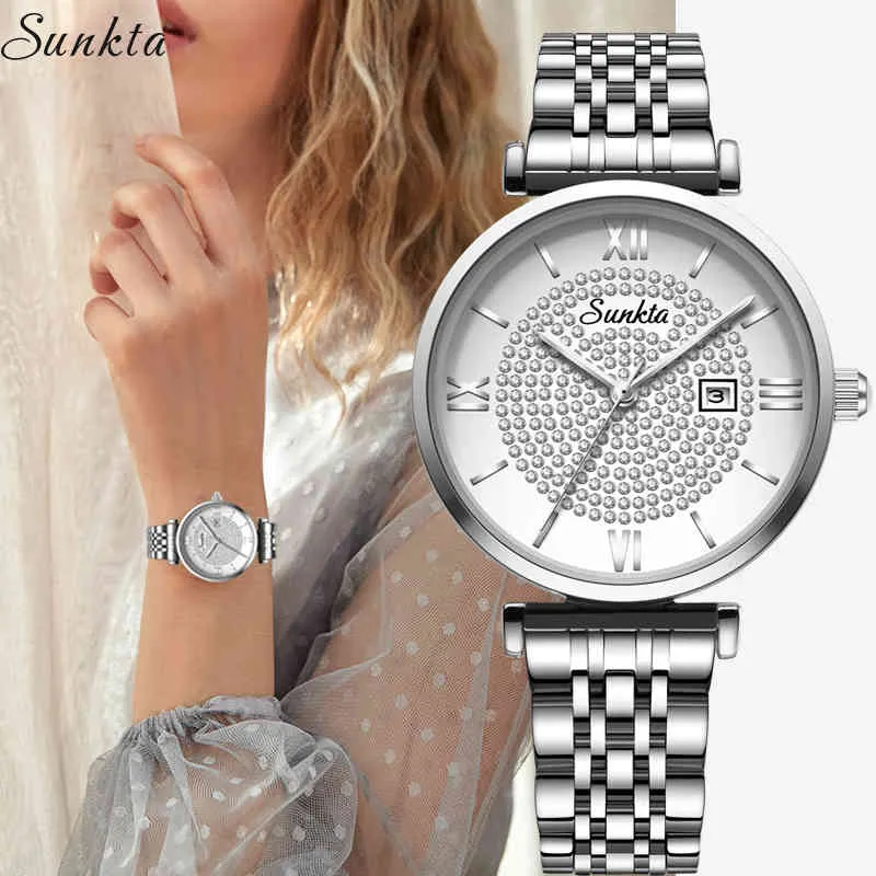 Sunkta Diamondの女性は女性のための腕時計のためのブランドの高級Reloj Mujer Montre Femme Relojes Para Mujer Relogio Feminino Zegarki Damskie 210517