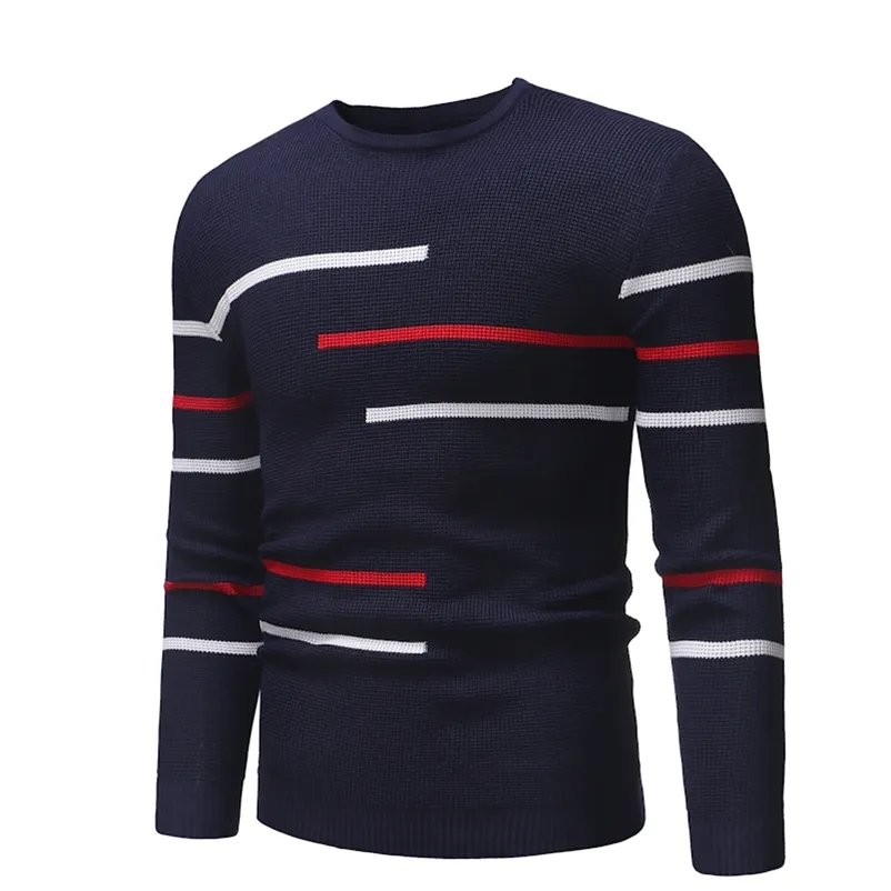 Pull rayé à col rond décontracté pour hommes, conçu pour les adolescents, pull pour hommes en tricot décontracté surdimensionné 211018