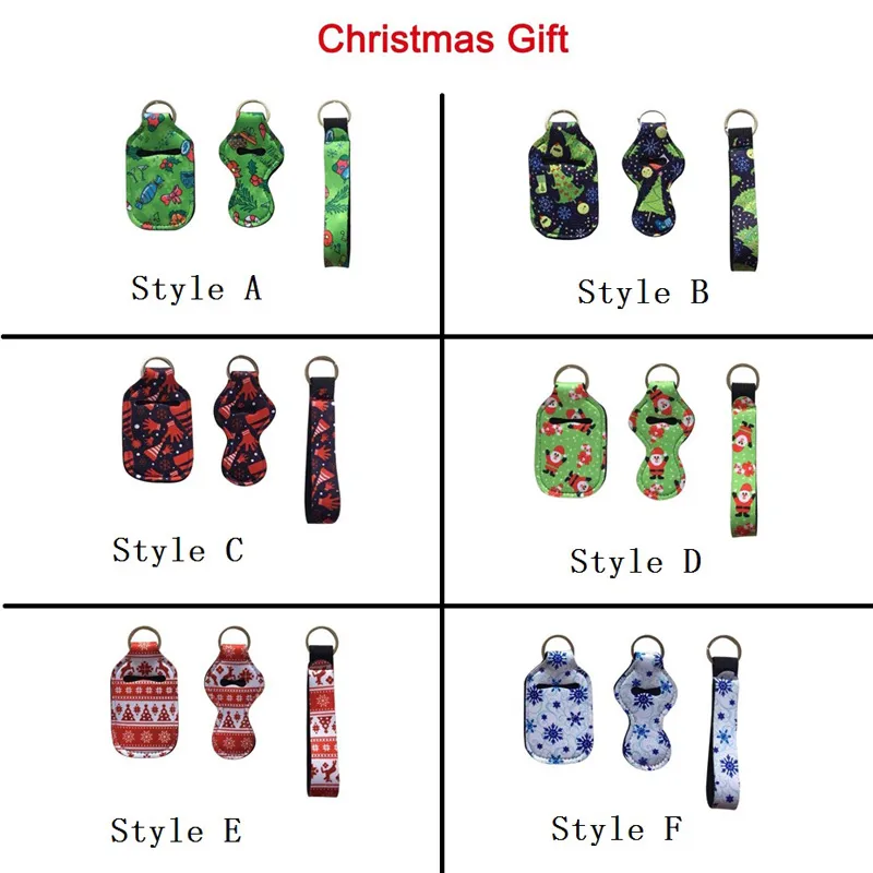 300pcs-lot-Christmas-styles-30ML-Sanitizer-Bottle-Holder-Keychain-Bags-keychain-chapstick-holder-Neoprene-Wristlet-wholesale