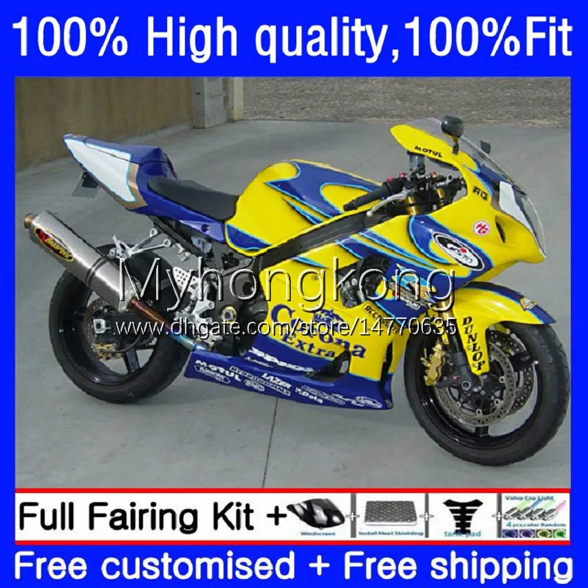 鈴木GSXR1000 GSX-R1000 K3 2003-2004 GSXR 1000 CC 1000CC 2003 2004 GSXR-1000 03 04オートバイイエローブルーOEMボディ