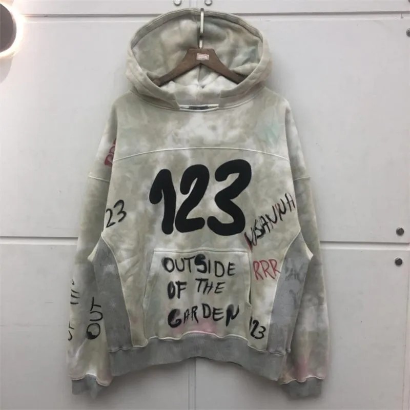 Herrn Hoodies Sweatshirts 2021 RRR123 Hoodie Foam Graffiti Print Män Högkvalitativ bomull plus Velvet Sweatshirt Hip Hop Pullovers Hooded