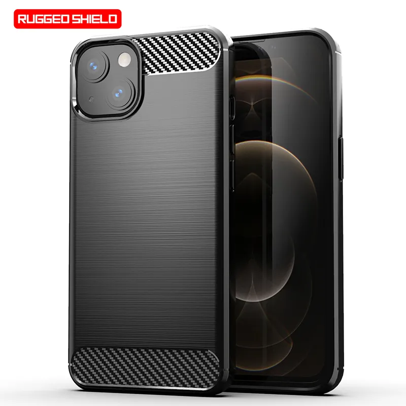 Protective Carbon Fiber tpu cover with Brushed Texture for iPhone