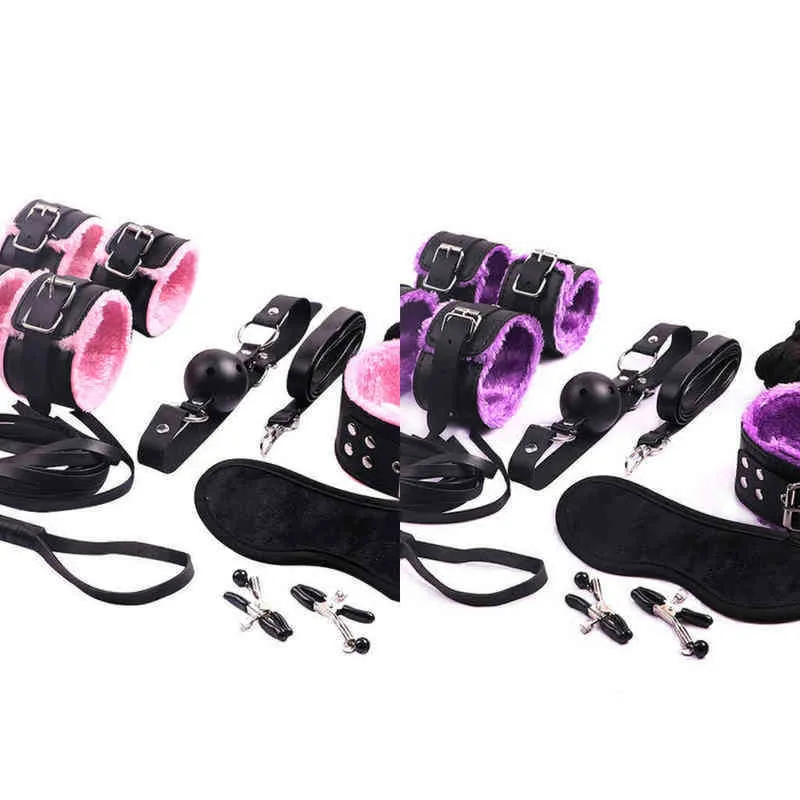 Nxy SM-Bondage, 8-teiliges Handschellen-Set, männliche Verwendung, Sexprodukt für Erwachsene, neues Liebesspielzeug für Paare, Bdsm-Sklavenspielzeug, Nippelklemmen, Knebel, Flirtspiele, Produkte 1223