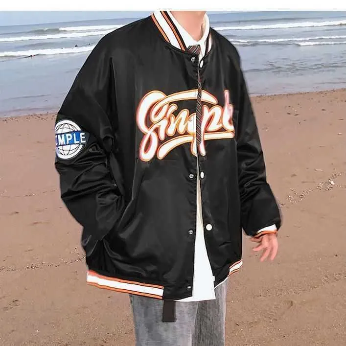 Jacke männlich koreanische Version Trend lässig wild lose Baseballuniform Jungen Jacke übergroße Jacke Kleidung Top Mode 211013