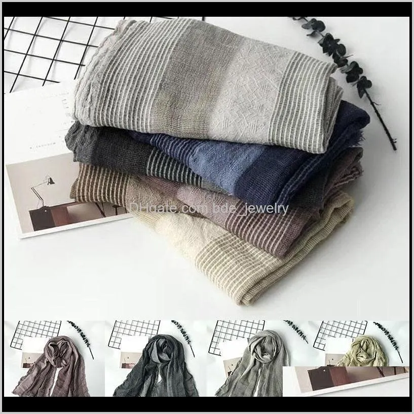 winter designer scarf men striped cotton scarf male brand shawl wrap knit striped cotton linen warm bufandas long