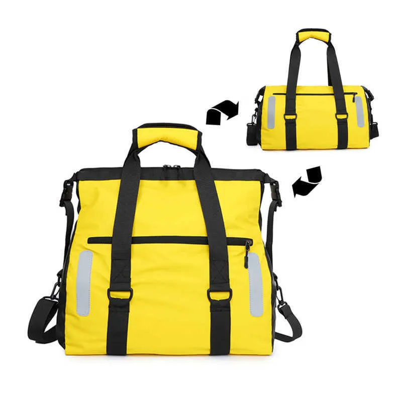 Women's Travel Handbag Men's Big Shoulder Waterproof Dry Backpack Gymnastics Pu Leather Gym Fitness Sports Bags For Women Q0705
