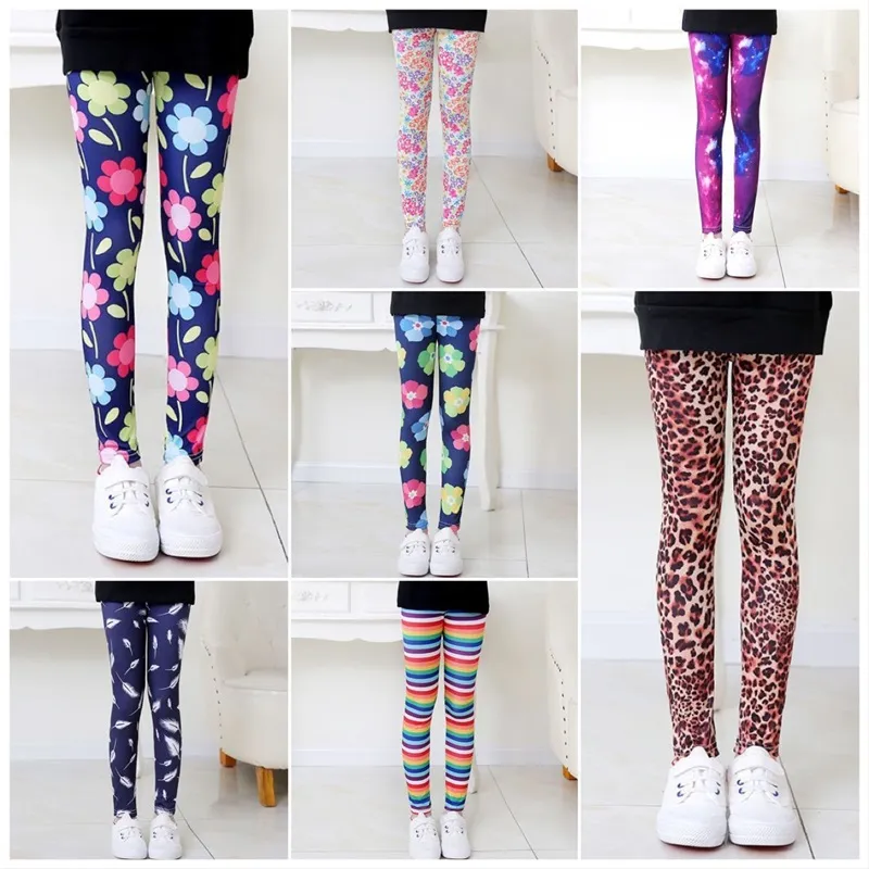 Meninas legging floral crianças adolescente skinny calças calças crianças slim leggins roupa de bebê 20220303 Q2