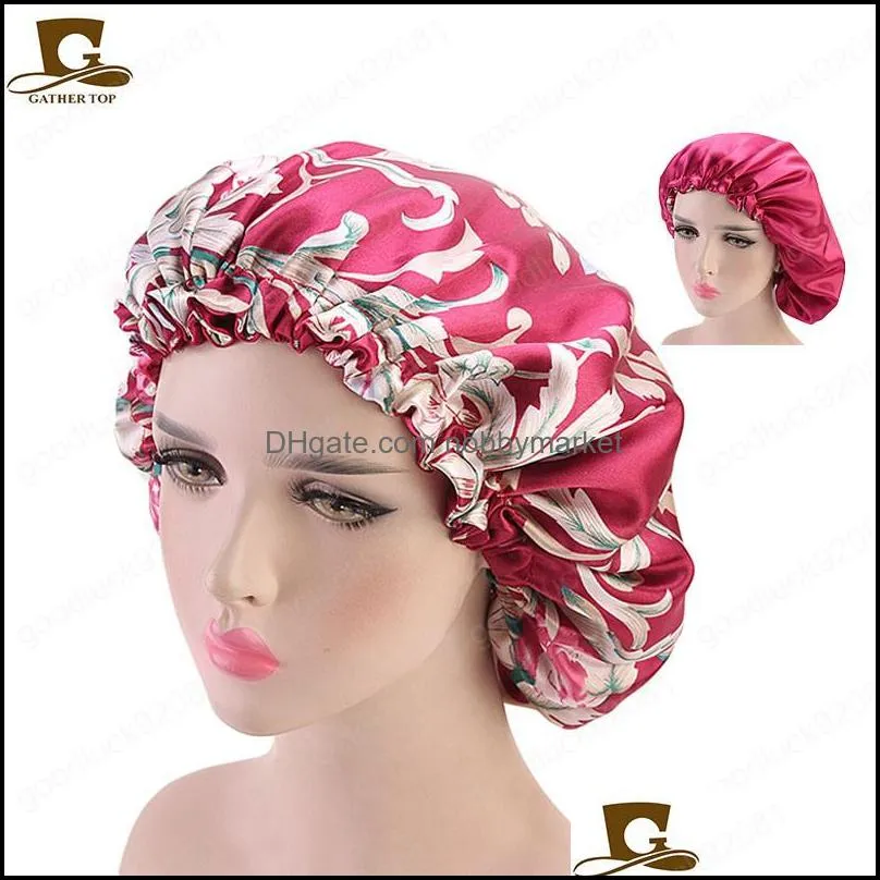 Large Size Satin Bonnet for Women Day Night Sleep Cap Double Layer Adjustable Head Wear Ladies Salon Make Up Hat Head Cover New