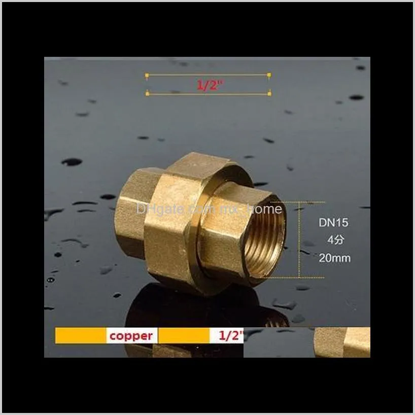 1piece brass pipe union connector coupling copper double ness joint female thread plumbing fittings 1/2