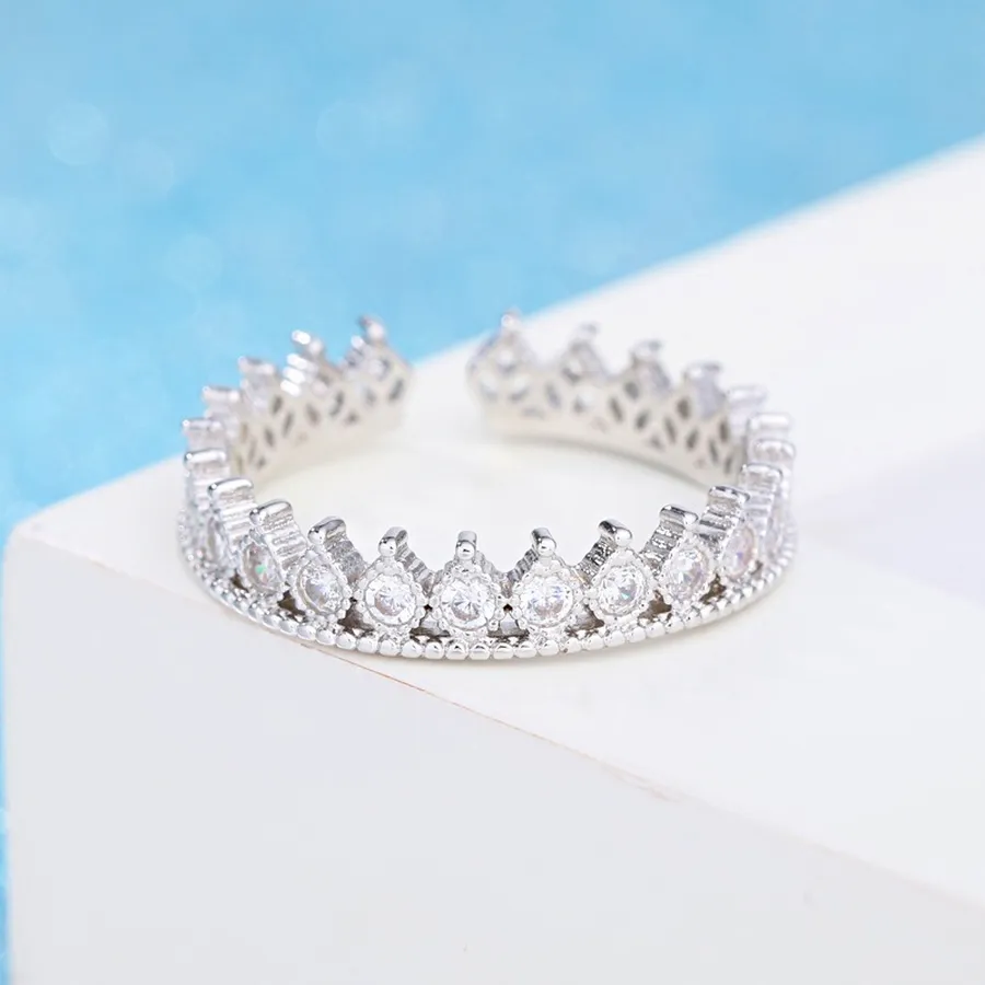 Open verstelbare diamant kroon cluster ringen zilver engagement trouwringen voor vrouwen mode-sieraden Will en Sandy