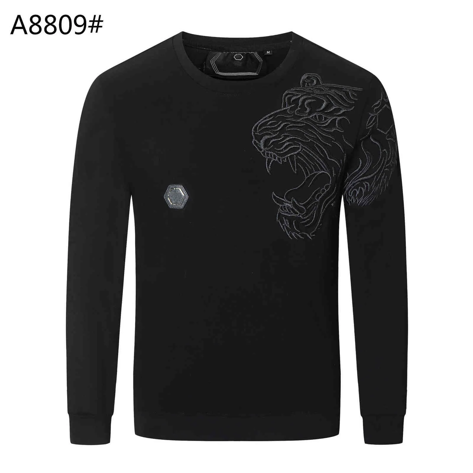 Plein-brand 2021 Novo Moletom Com Capuz Masculino Casuais Moletom Com Capuz Masculino O-Neck Moda Estilo Manga Longa Masculino Moletom Pulôveres Y1201