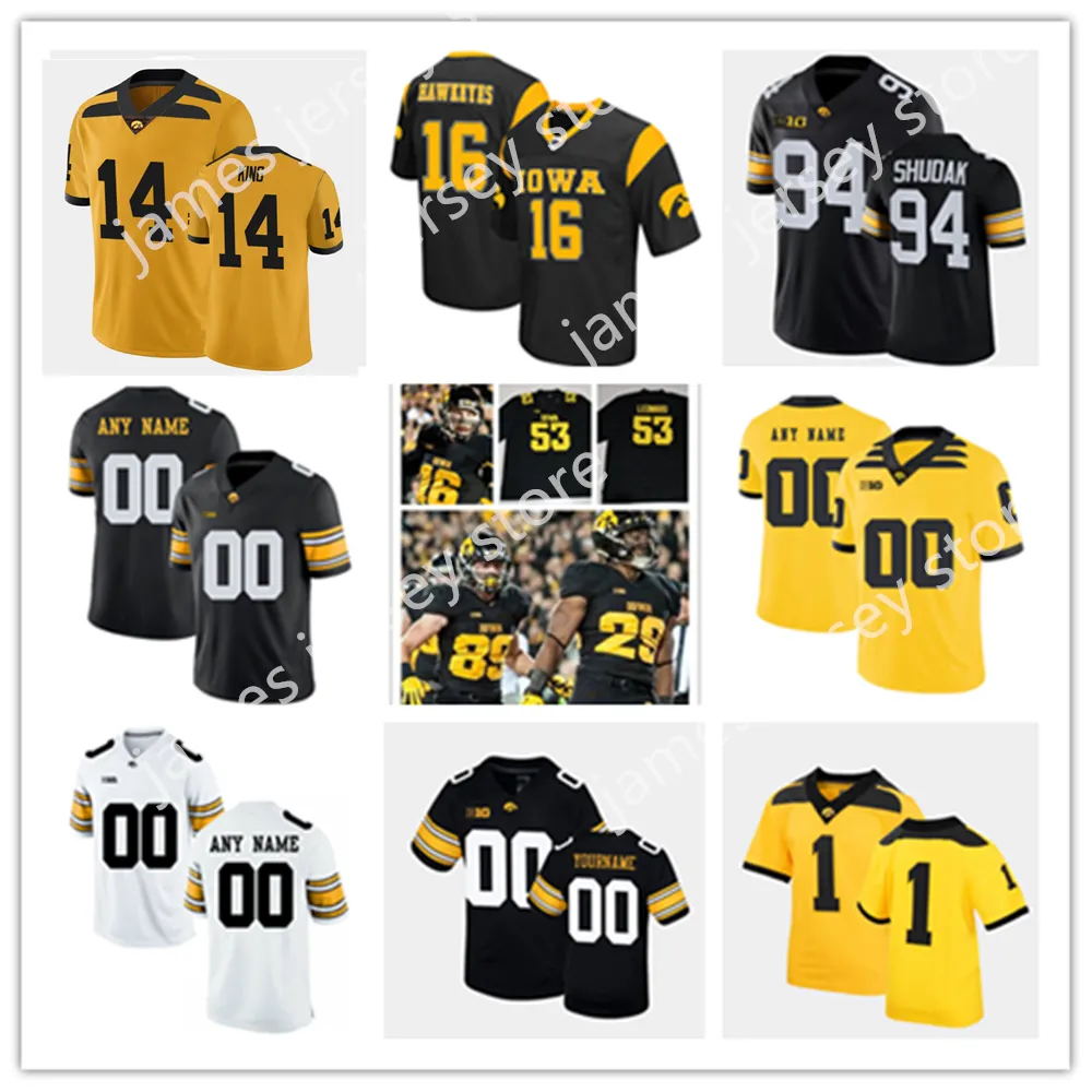 NCAA Custom Iowa Hawkeyes genähtes College-Football-Trikot 11 AJ Lawson 91 Lukas Van Ness 8 Alex Padilla 81 Desmond Hutson 43 Karson Sharar 34 Jay Higgins Chris Reames