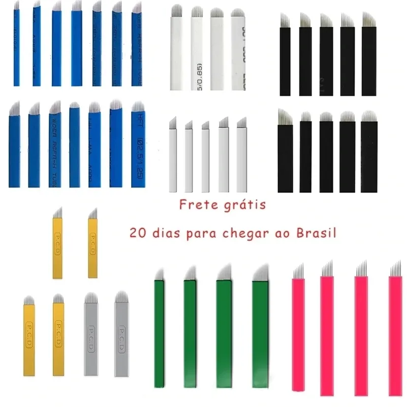 100pcs aghi per microblading nano agulhas lamina multiplo para flex 12 14 16 18 lame per tatuaggi a forma di penna per sopracciglia manuale tebori 210323