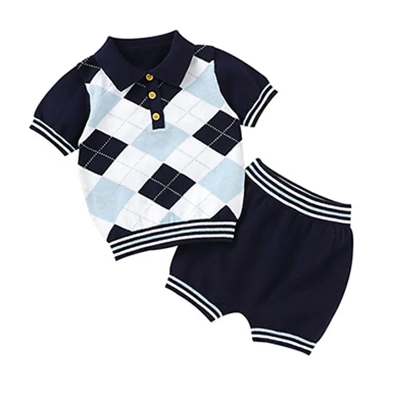 여름 유아 아기 소년 소녀 짧은 소매 티셔츠 + 바지 양복 의류 세트 어린이 소년 소녀 옷 210429