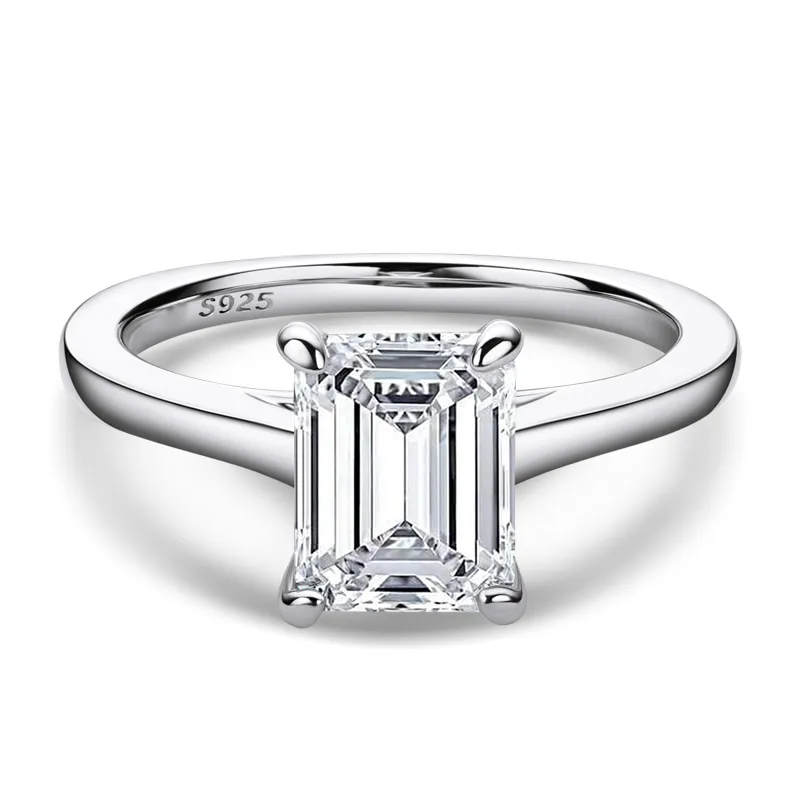 Pure 925 Sterling Zilveren Sieraden voor Vrouwen Ringen Halo Enkele steen 2.5 CT Wedding Engagement Gift