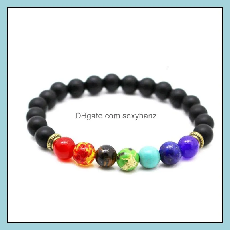 Alloy 2020 Jewelry Volcanic Beads Seven Chakras Hand String Stone Yoga Bracelet New Products