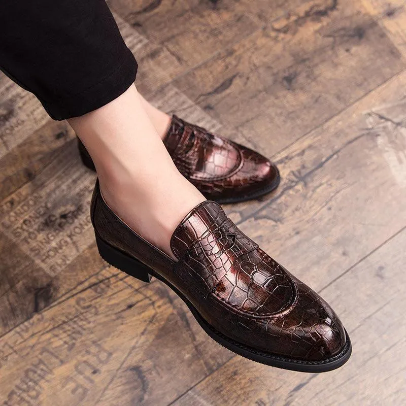 Classic Retro Mens Pu Leather Loafers Shoes Luxury 4M192 Ankle High Quality