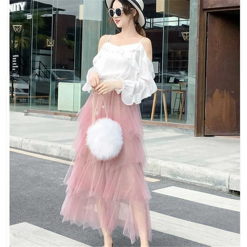 Womens Tulle Skirt Irregular Mesh Tutu Skirt High Waist Pleated Midi Skirt From Dou02 13.97 DHgate.Com