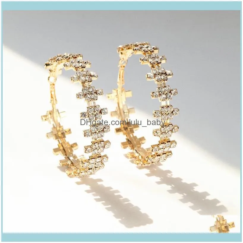 Pauli Manfi 2021 Fashion Exaggerated Metal Rhinestone Big Earrings Women`s Simple Classic Banquet Jewelry Accessories Hoop & Huggie