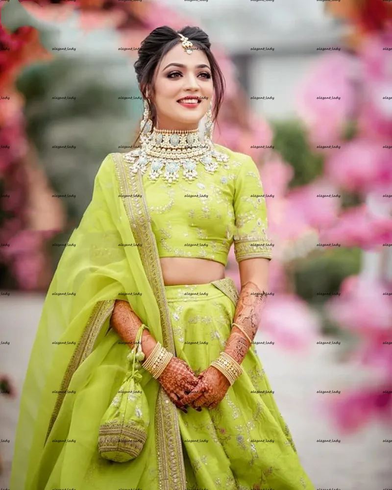 green emerald velvet dress Embellished Green Blue Bridal Lehenga Choli for Indian Bridal Wear –  Nameera by Farooq