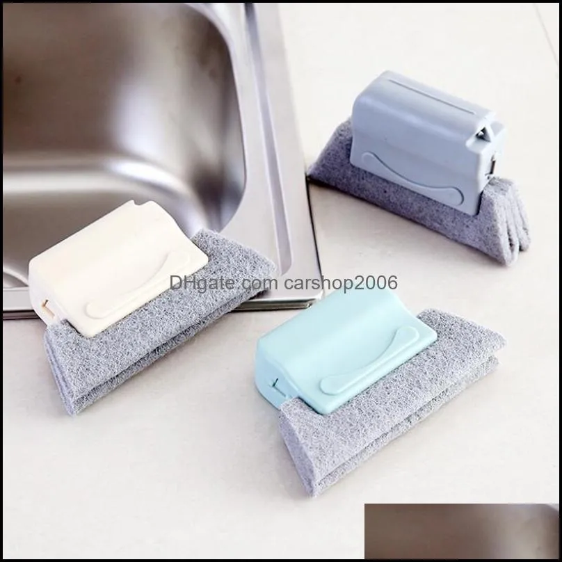 Window Groove Cleaning Brush Hand-held Crevice Cleaner Tools Fixed Brush Head Design Scouring Pad Material Window Slides and Gaps