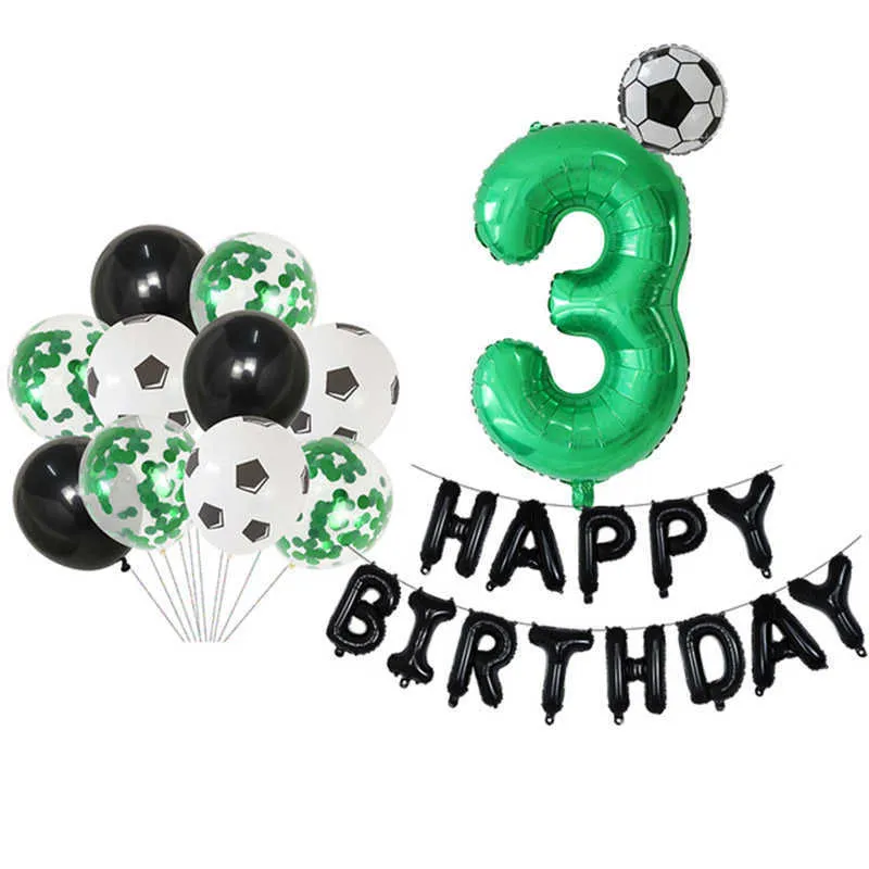 25pcs Football Soccer Thème Party Ballons ronds Noir Blanc Ballon d'hélium Sports Meet Boy Anniversaire Décoration Fournitures 210626