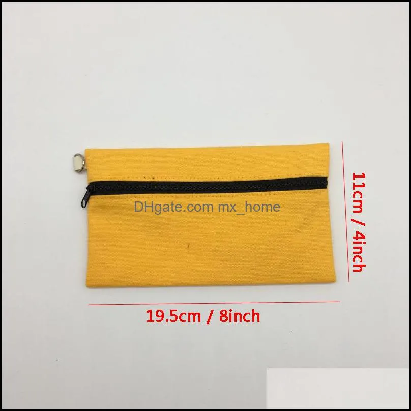 Blank Canvas Pencil Case Handbag Zipper Pen Pouches Cosmetic Bag Makeup Bags Phone Clutch Bag Storage Bags Organizer 12 Colors VT0292