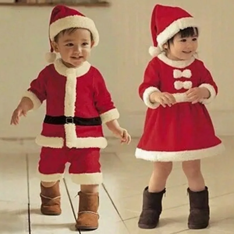 Baby winterjurk kerstmis peuter meisjes schattige kerstman cosplay kostuum jongens lange mouw kleding