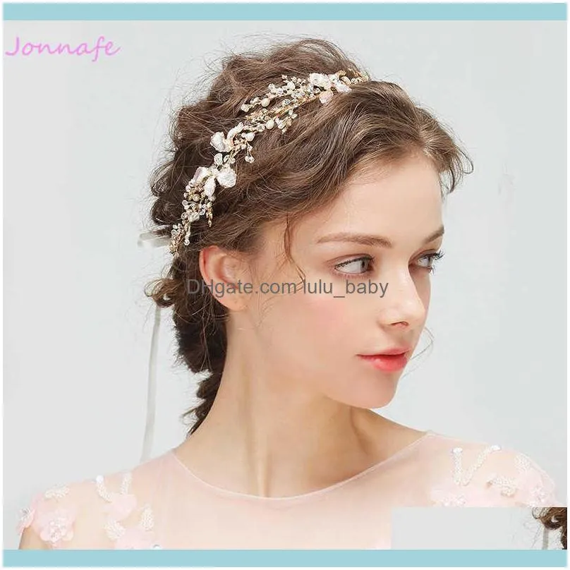 Jonnafe Gold Boho Leaf Crown Wedding Headband Rhinestone Bridal Hair Vine Accessories Women Jewelry Headpiece