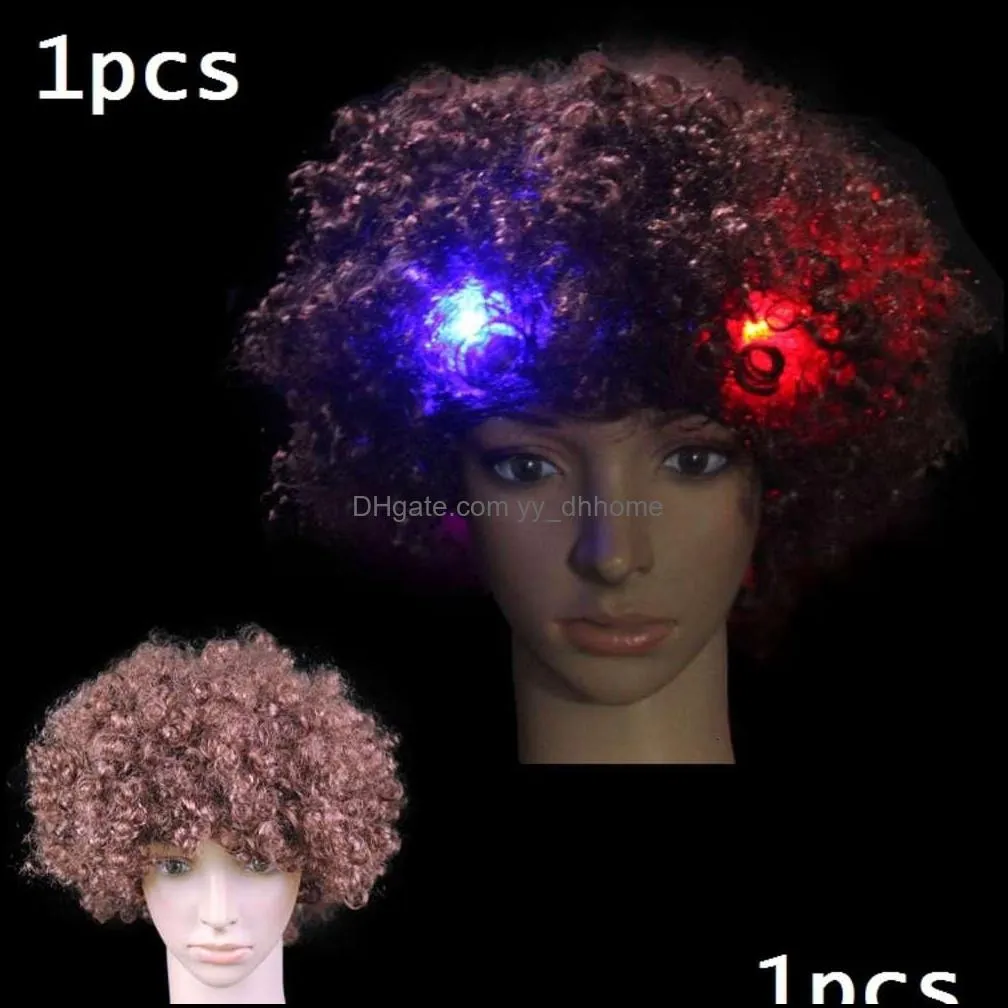 1Pcs Kids Adult Flash Explosion Pruik Clown Cosplay Wigs Lightning Blinking Fans Halloween Party Costume Hat Glow Ten Birthday