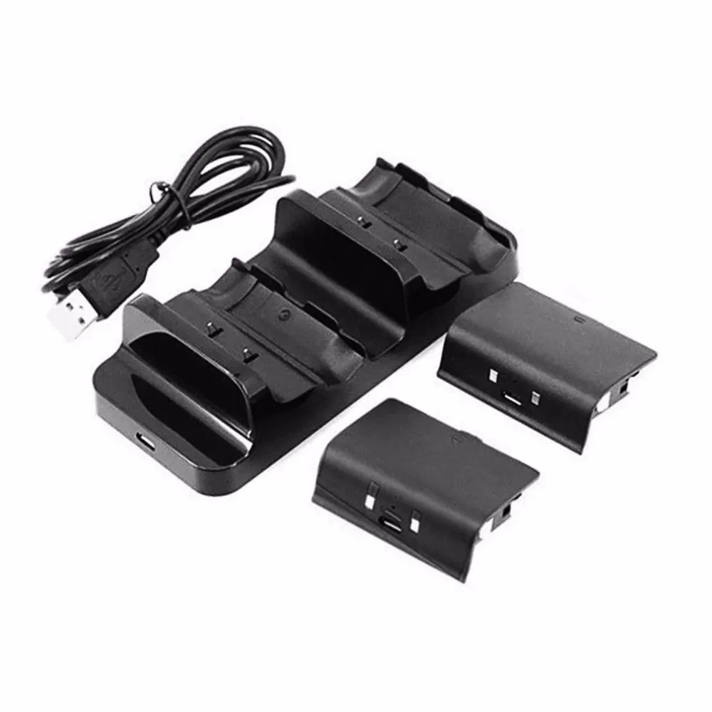 Chargers Dual Charging Dock for XBOX ONE Wireless Gamepad Gaming Controller With Two Rechargeable Batteries and one USB Cable