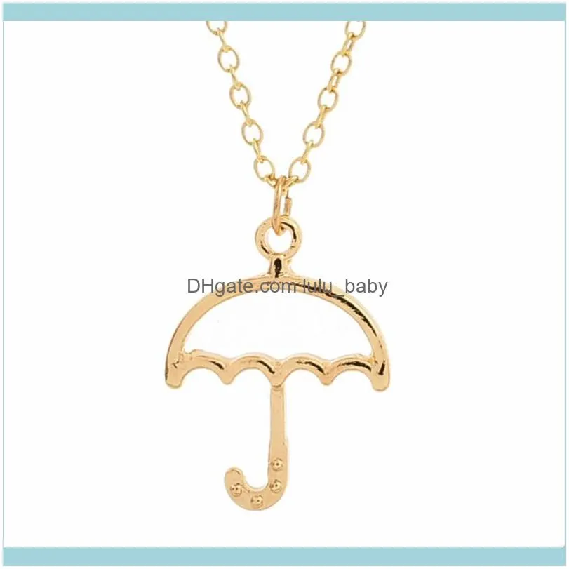 Pendant Necklaces 5pcs Sun Umbrella Parasol Charm Necklace Hollow Rain Brolly Bumbershoot Rainwear Chain Jewelry Gift