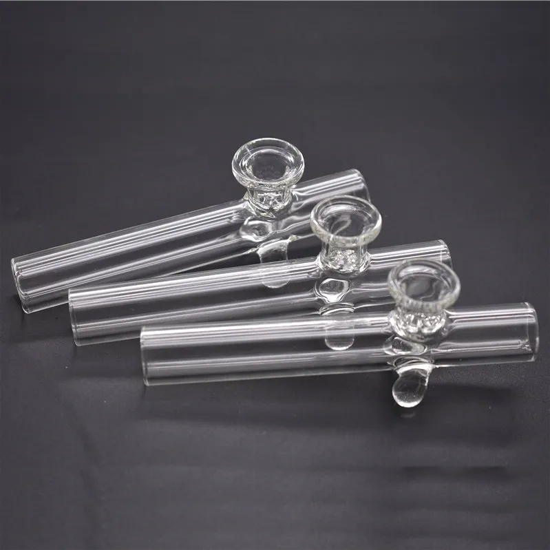 Hochwertige Handpfeife aus dickem Glas, 10 cm lang, klar, schweres Glas, Löffelpfeife, Glas-Bubbler, Pfeifen, Tabakölbrenner
