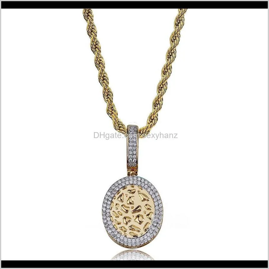 Mens Necklace Hip Hop Jewelry Iced Out Oval Pendants Zircon Designer Necklaces 18k Gold Silver Plated Chain Punk Rock Fashion Women