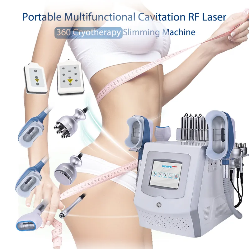 7 IN 1 Cryolipolysis Fat Freezing Body Slimming Machine Con 3 Cryo Heads 40KHz Cavitation RF Lipolaser Pad Cryotherapy Equipment