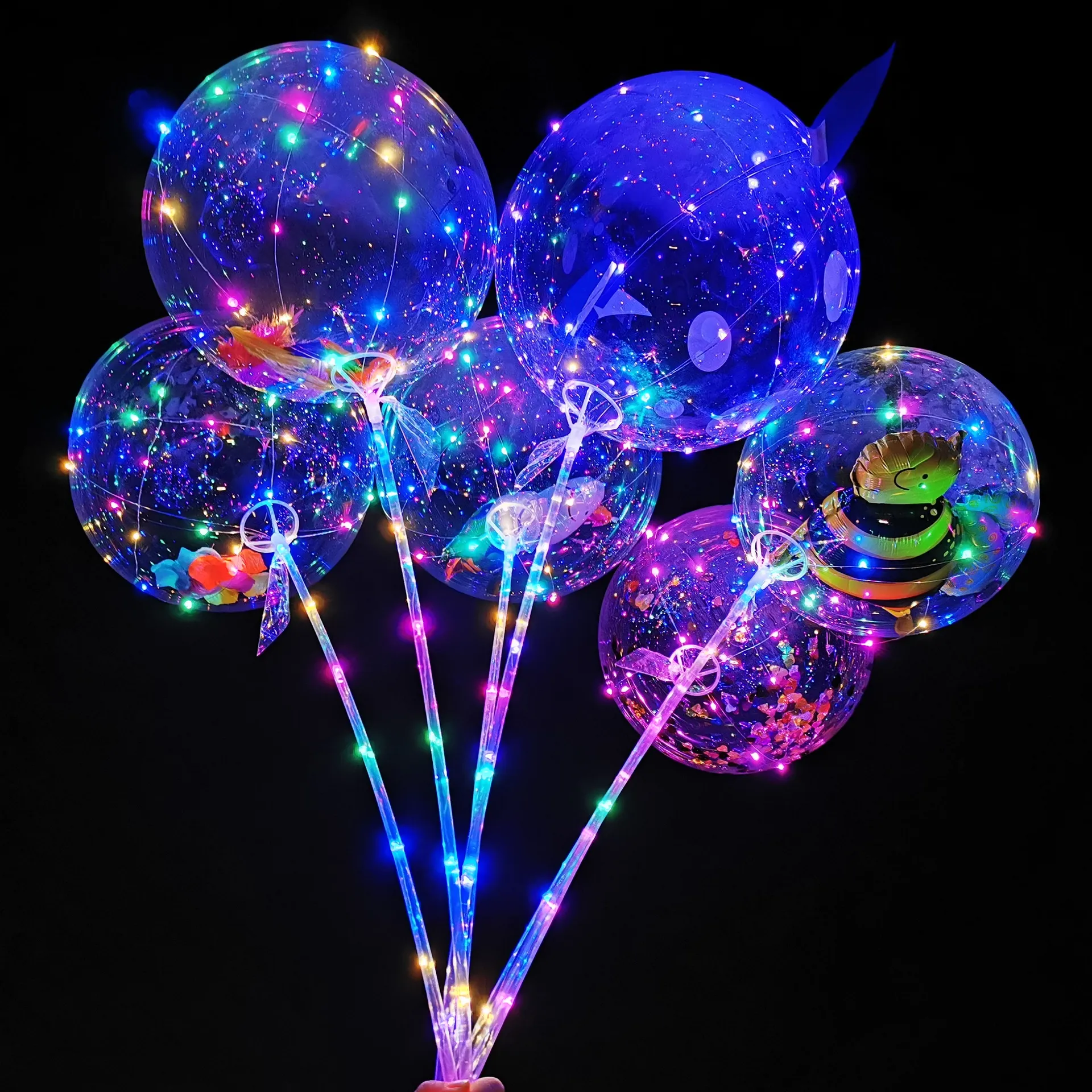 diy Multicolor color Led Balloons Novelty Lighting Bobo Ball Wedding Balloon Support Backdrop Decorations Light Baloon Weddings Night Party Supplies friend gift