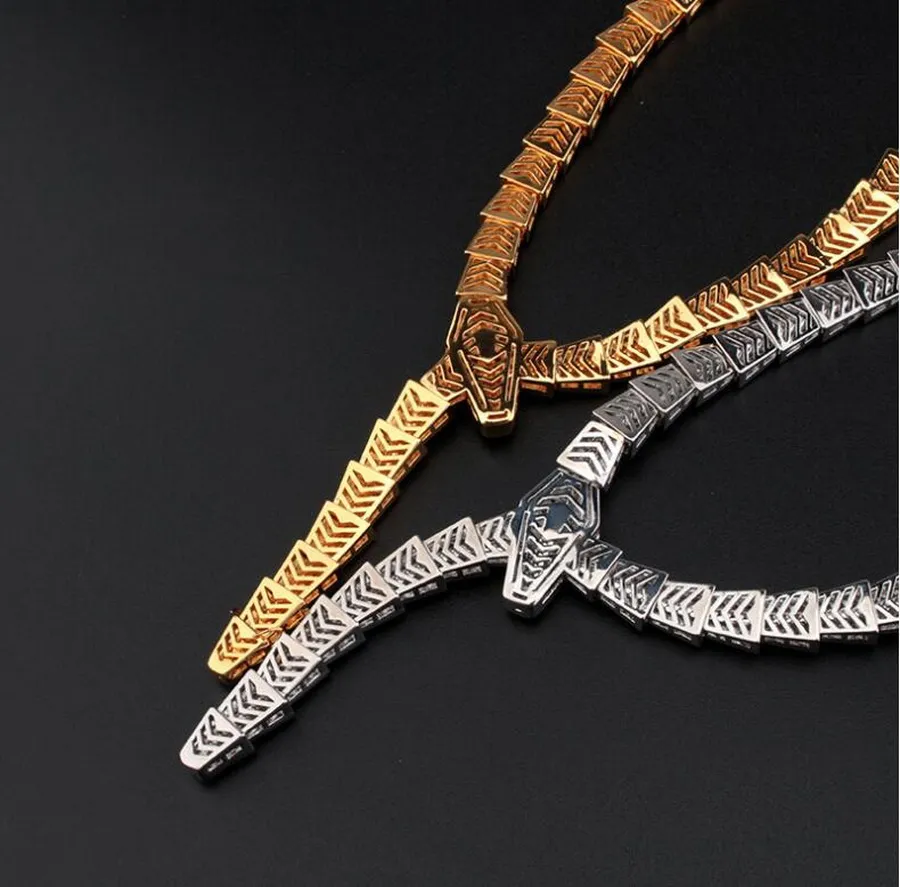 Europe America Designer Fashion Lady Women Brass 18K Gold Plated Setting Full Diamond Shape Wide Chain Dinner Necklaces Skeleton Chokers Necklace2360698